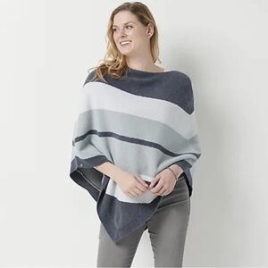 Barefoot Dreams Blue Water Multi Stripe Ocean Breeze Poncho OS Super Soft!